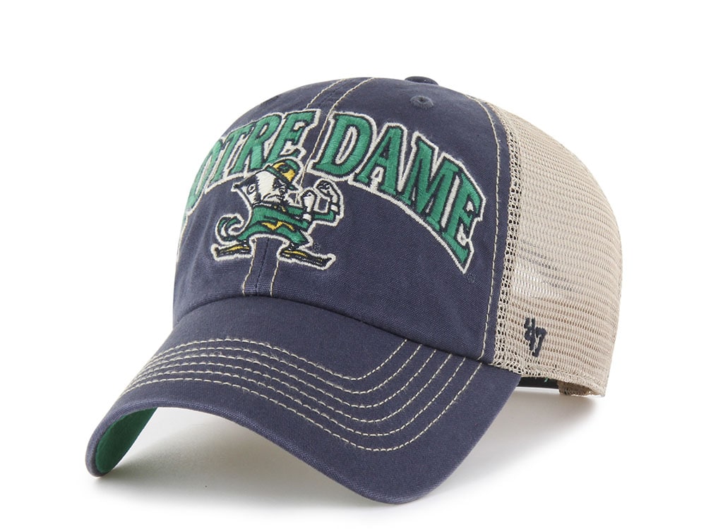 47 Brand Notre Dame Fighting Irish Tuscaloosa Vintage Navy Clean Up Trucker Snapback Gorra