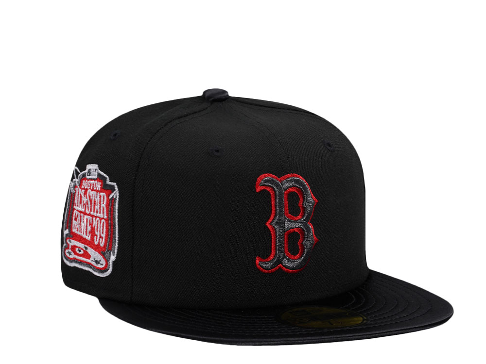 New Era Boston Red Sox All Star Game 1999 Shiny Black And Red Satin Brim Edition 59Fifty Fitted Gorra