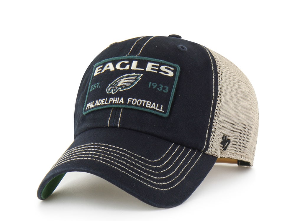 47 Brand Philadelphia Eagles Washed Black Clean Up Strapback Gorra