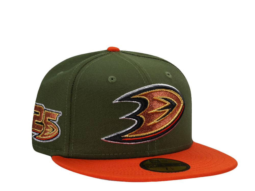 New Era Anaheim Ducks 25th Anniversary Rifle Green Two Tone Edition 59Fifty Fitted Gorra