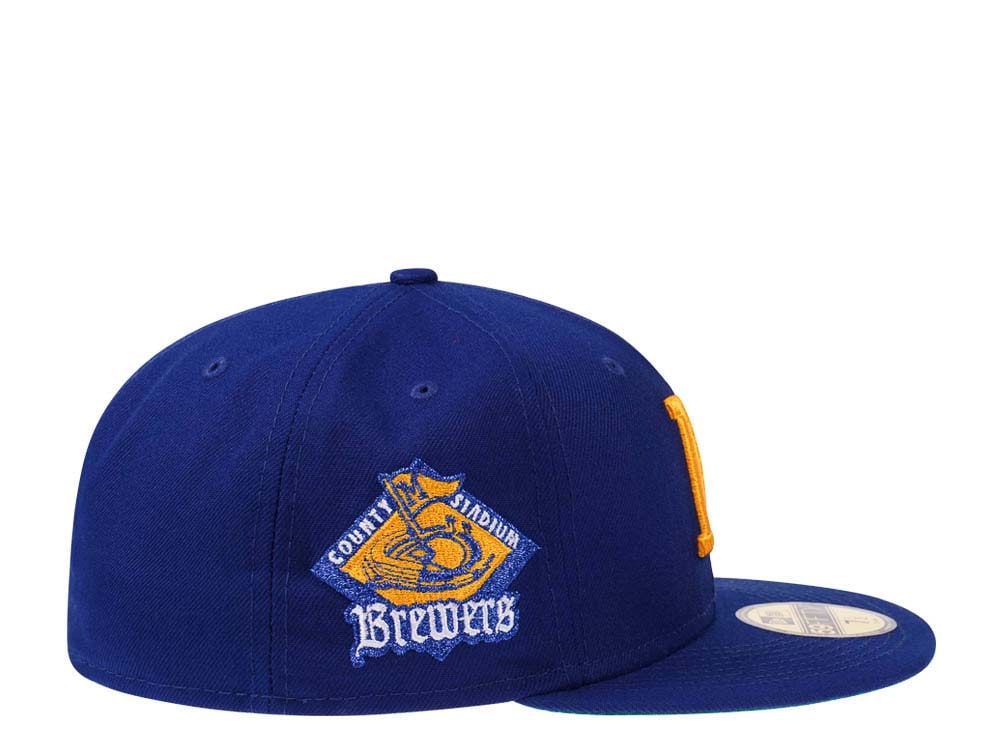 New Era Milwaukee Brewers County Stadium Blue Throwback Edition 59Fifty Fitted Gorra
