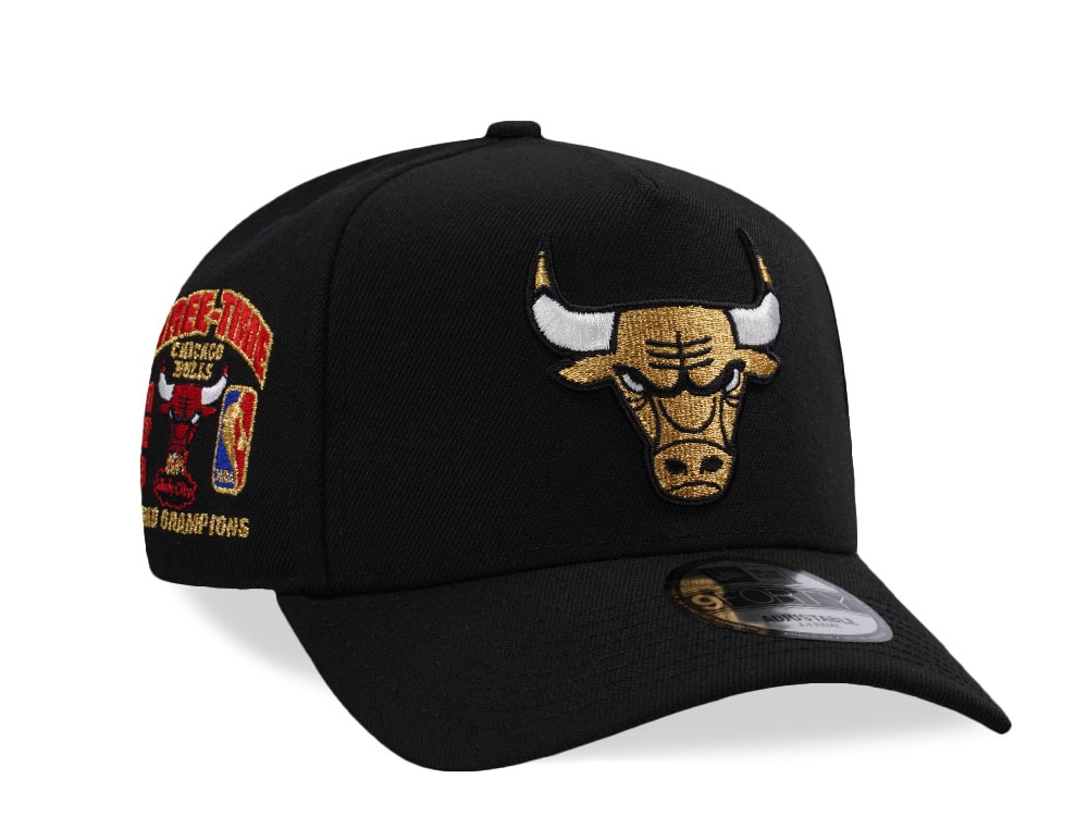 New Era Chicago Bulls 3x World Champions Black Prime Edition 9Forty A Frame Snapback Gorra