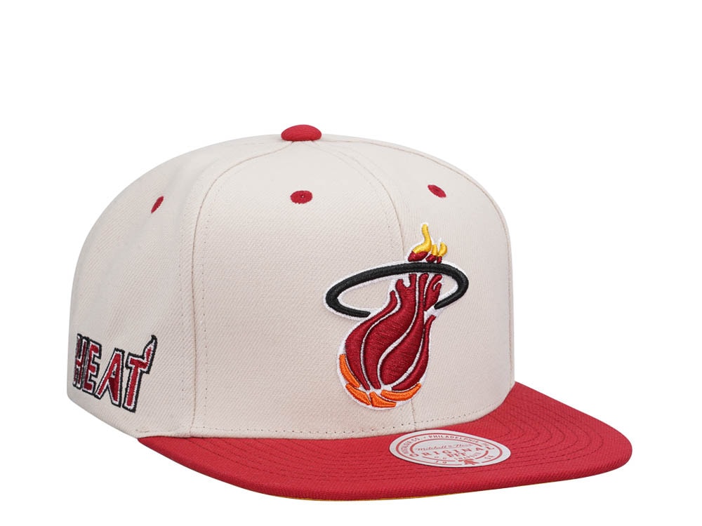 Mitchell & Ness Miami Heat Sail Off White Two Tone Snapback Gorra