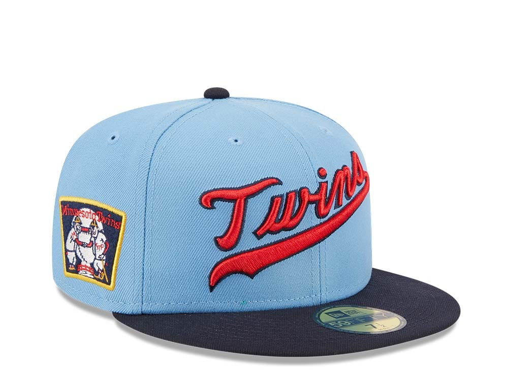 New Era Minnesota Twins Powder Blues Sky Throwback Two Tone Edition 59Fifty Fitted Gorra