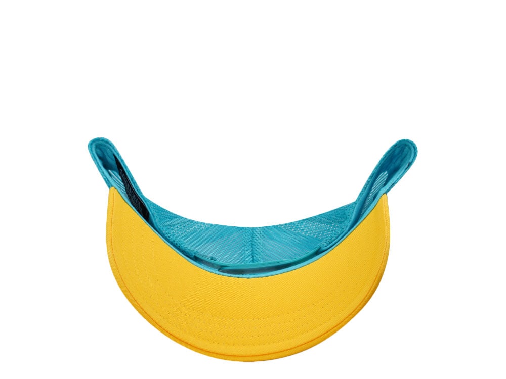 Von Dutch Surf Screen Print Teal Yellow Trucker Snapback Gorra