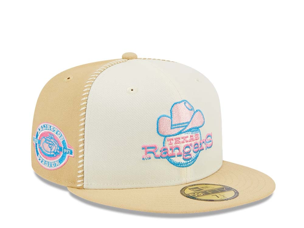 New Era Texas Rangers Stitch Arlington Stadium Gold Edition 59Fifty Fitted Gorra