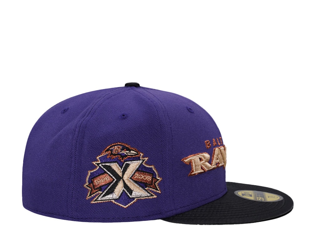 New Era Baltimore Ravens 10th Anniversary Satin Brim Prime Two Tone Edition 59Fifty Fitted Gorra