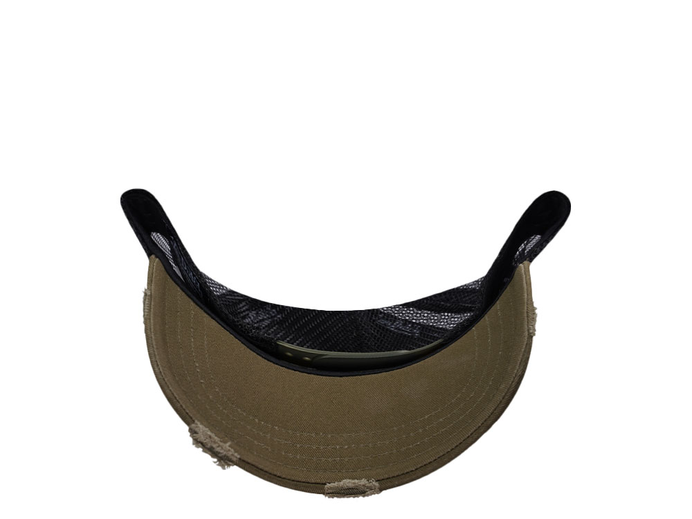 Von Dutch Square Patch Distressed Olive Trucker Snapback Gorra