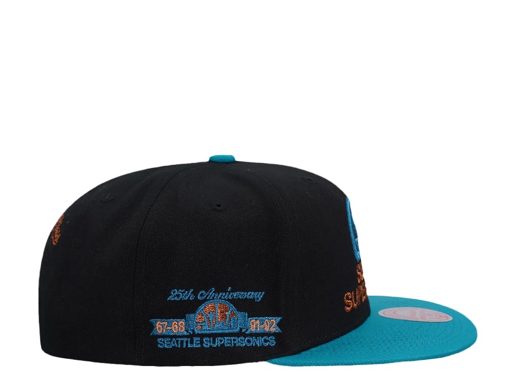 Mitchell & Ness Seattle Supersonics 25th Anniversary Make Cents Black Two Tone Hardwood Classic Snapback Gorra
