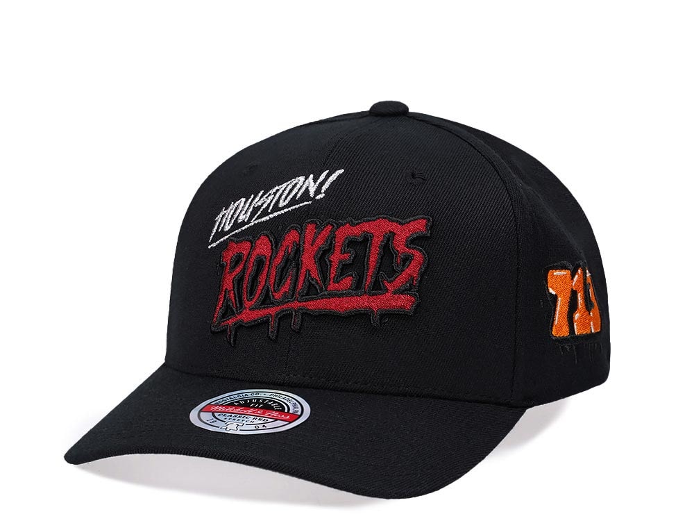 Mitchell & Ness Houston Rockets Hardwood Classic Slap Sticker Red Line Flex Snapback Gorra