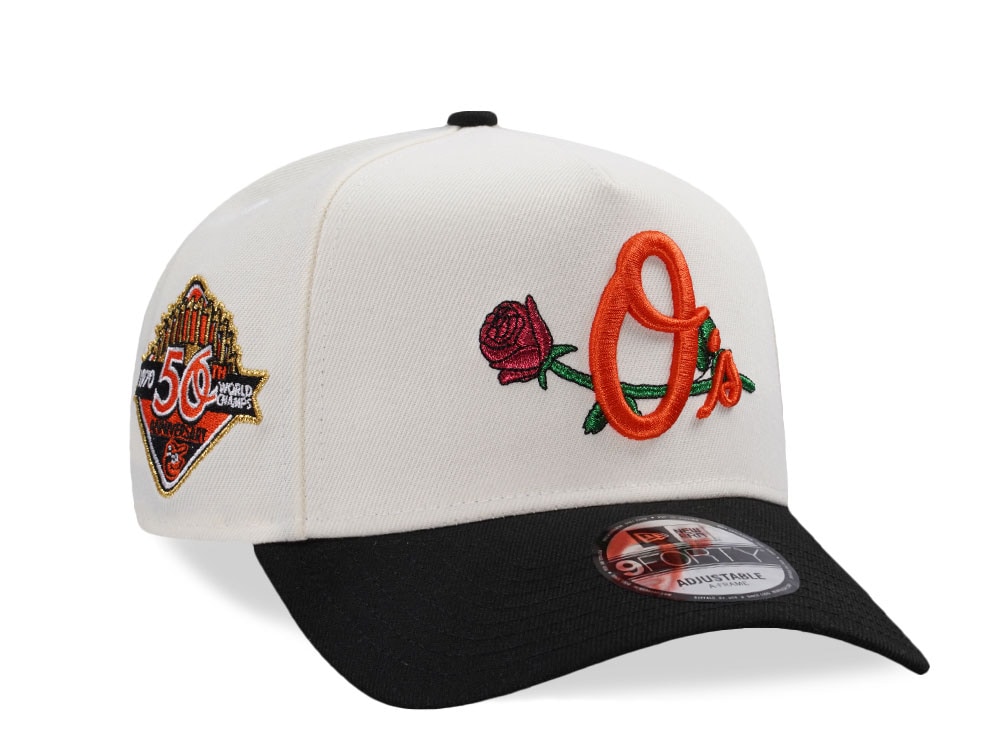 New Era Baltimore Orioles 50th Anniversary Rose Chrome Two Tone Edition 9Forty A Frame Snapback Gorra