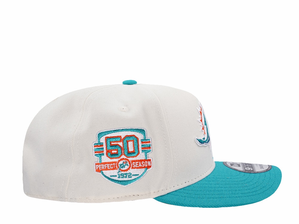 New Era Miami Dolphins 50th Anniversary Chrome Two Tone Edition 9Fifty A Frame Snapback Gorra