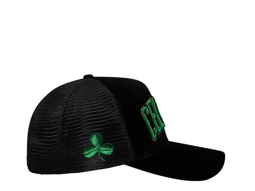 New Era Boston Celtics Black Velvet 9Forty A Frame Trucker Snapback Gorra