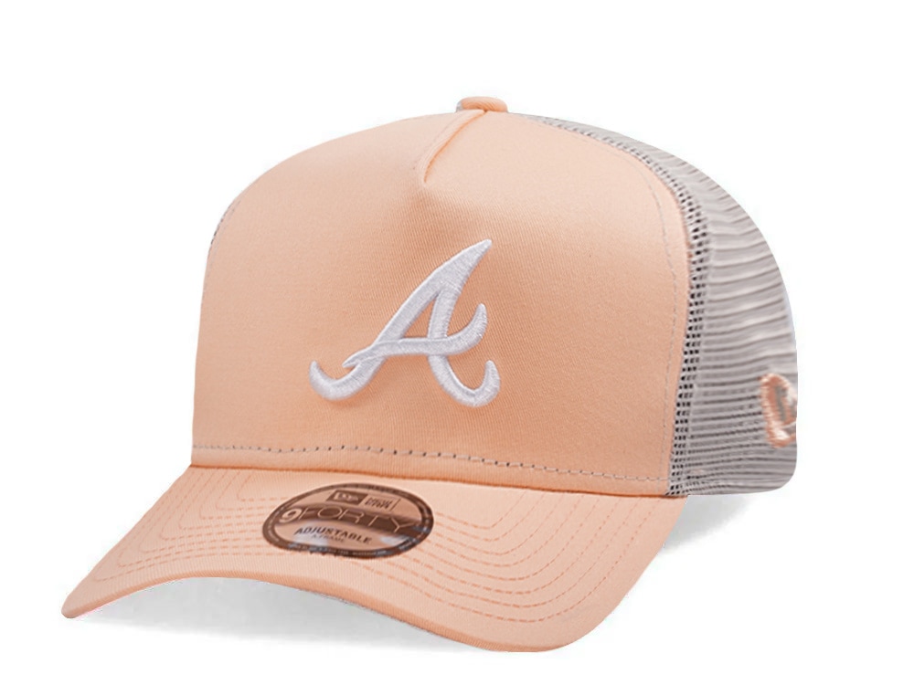 New Era Atlanta Braves Peach Prime Edition 9Forty A Frame Trucker Snapback Gorra