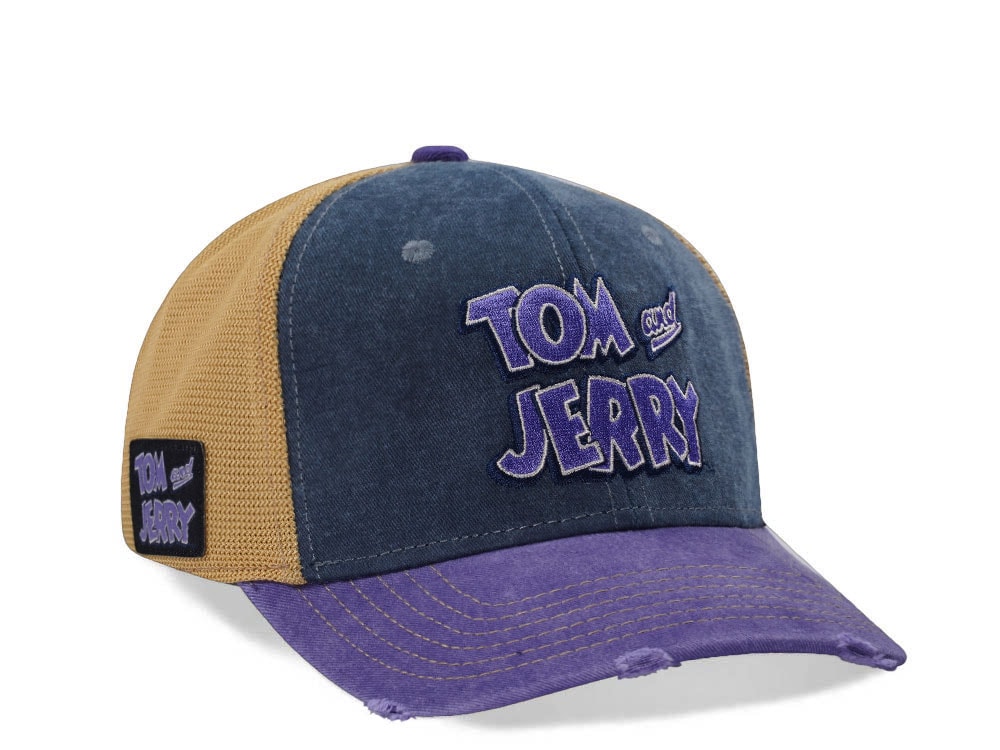Capslab Tom and Jerry Distressed Navy Trucker Snapback Gorra