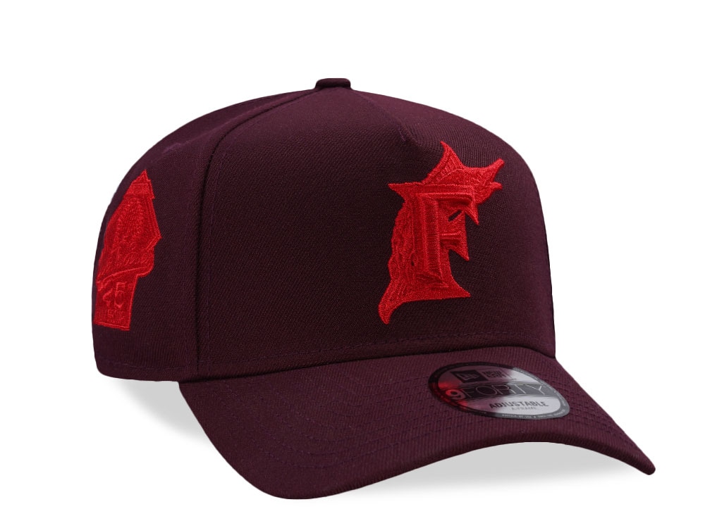 New Era Florida Marlins 25th Anniversary Maroon Prime Edition 9Forty A Frame Snapback Gorra
