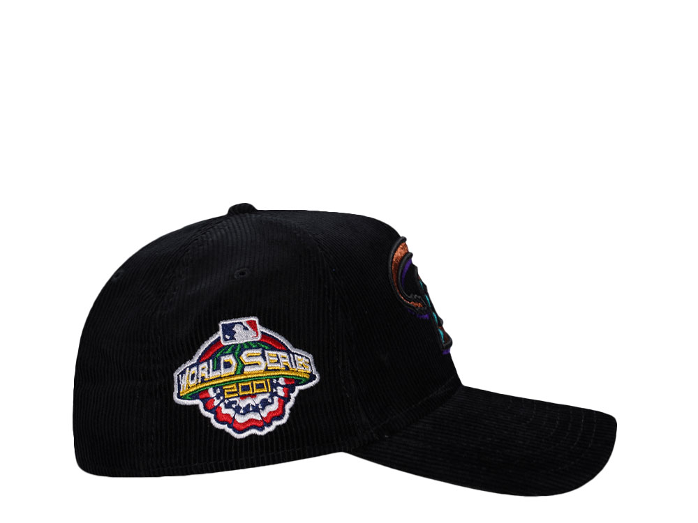 New Era Arizona Diamondbacks World Series 2001 Black Throwback Corduroy Edition 9Forty A Frame Snapback Gorra