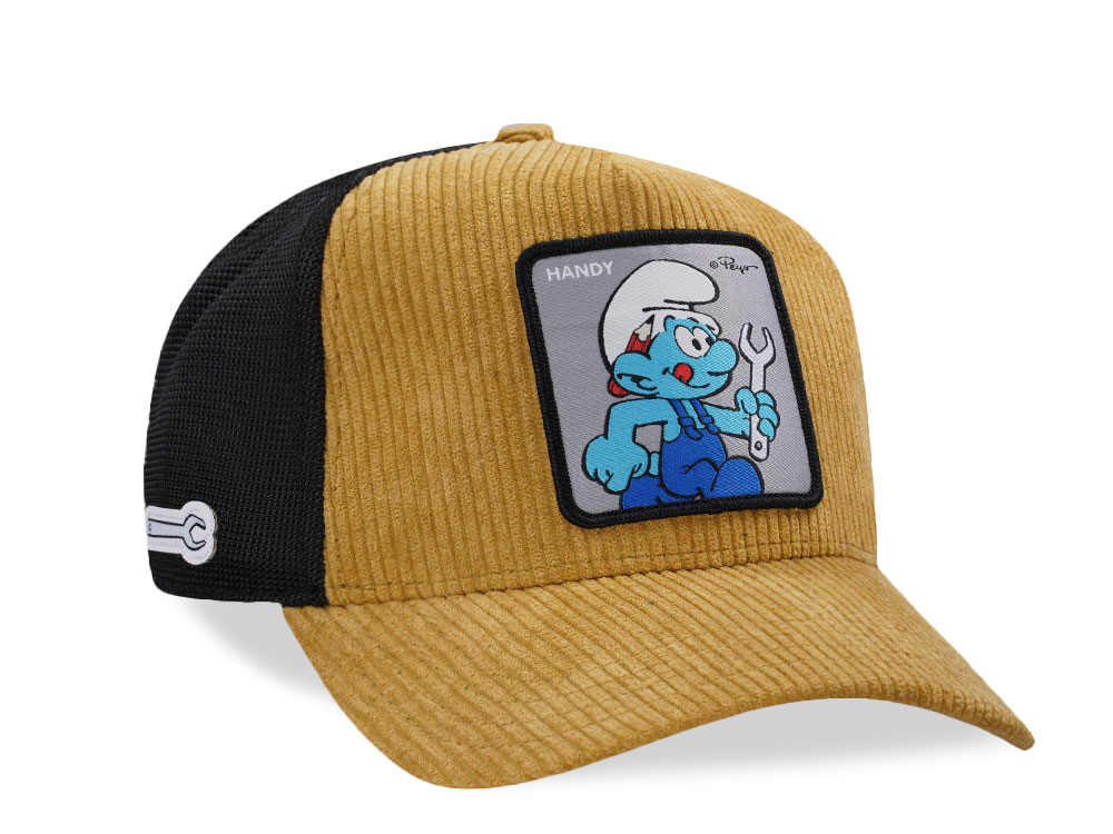 Capslab Square Patch Handy Smurf Brown Cord Trucker Snapback Gorra