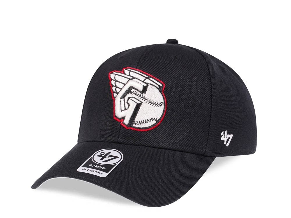 47Brand Cleveland Guardians Classic Black Strapback Gorra