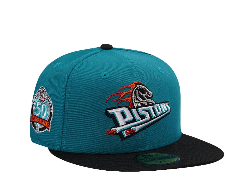 New Era Detroit Pistons 50th Anniversary Aqua Teal Two Tone Edition 59Fifty Fitted Gorra