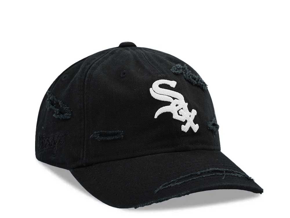 New Era Chicago White Sox Black Washed Distress 9Twenty Strapback Gorra