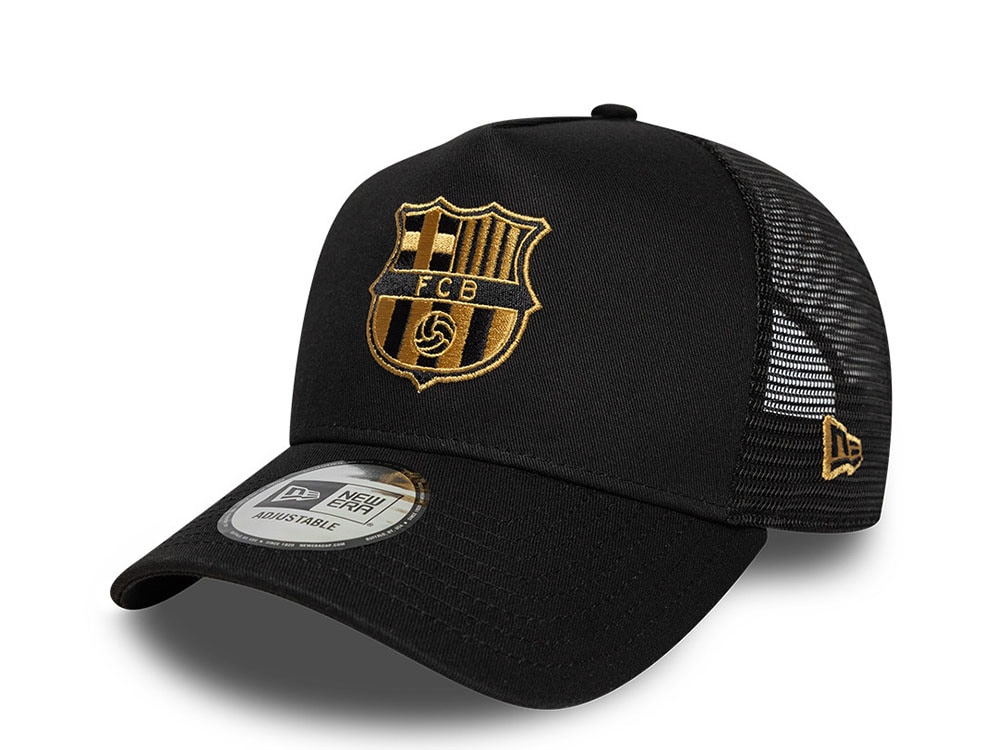 New Era Barcelona Fc Black Gold Edition 9Forty A Frame Trucker Snapback Gorra