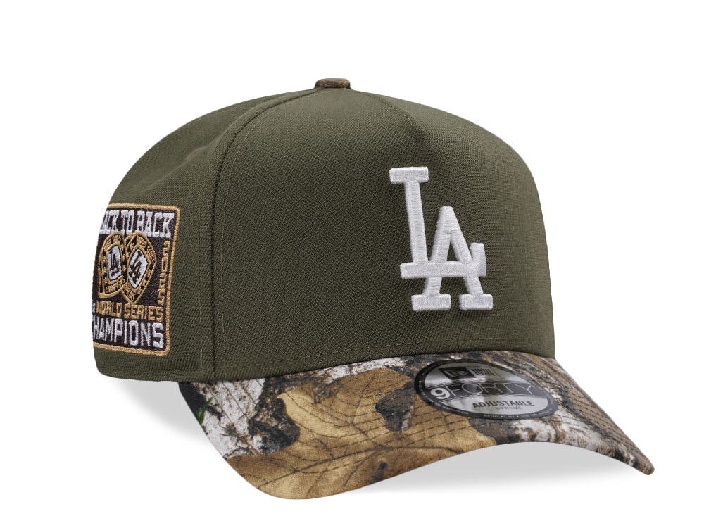 New Era Los Angeles Dodgers Back To Back World Series Champions Olive Edition 9Forty A Frame Snapback Gorra