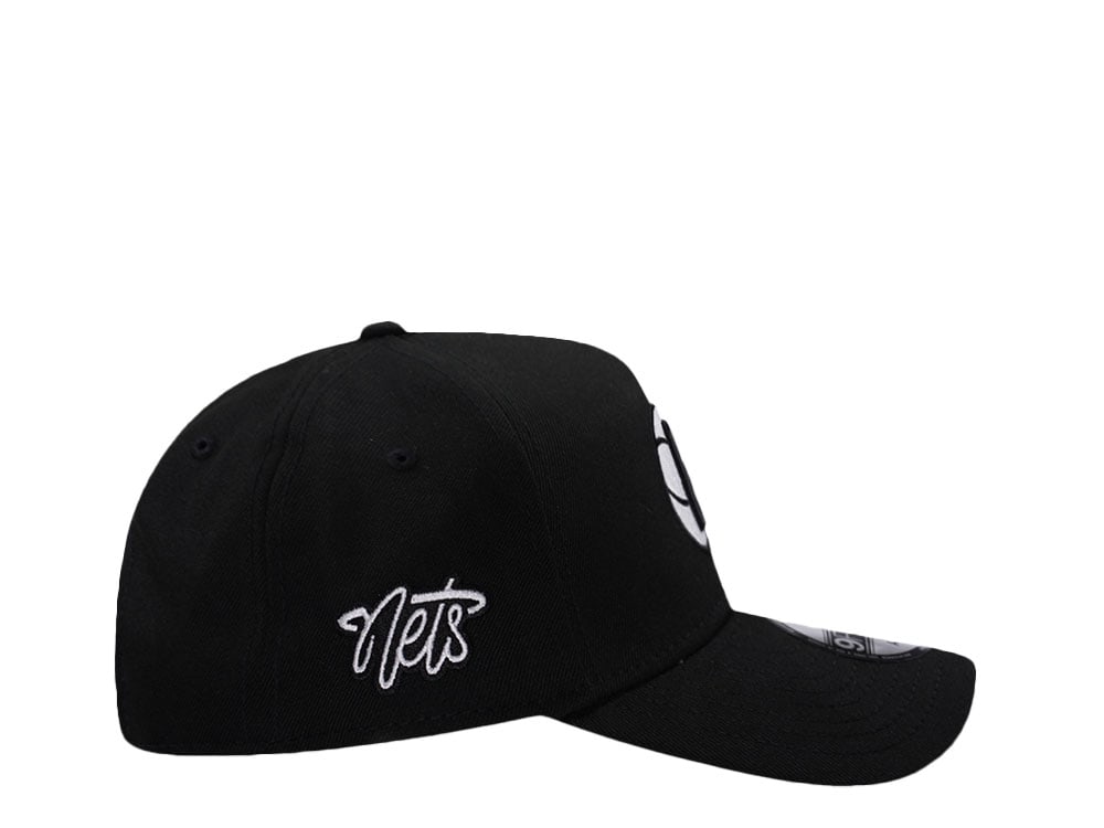 New Era Brooklyn Nets Script Black Prime Edition 9Forty A Frame Snapback Gorra
