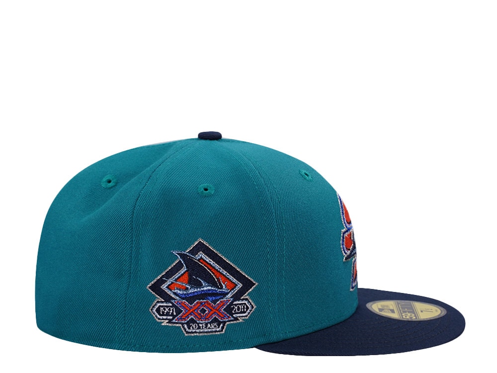 New Era San Jose Sharks 20th Anniversary Aqua Blue Two Tone Edition 59Fifty Fitted Gorra