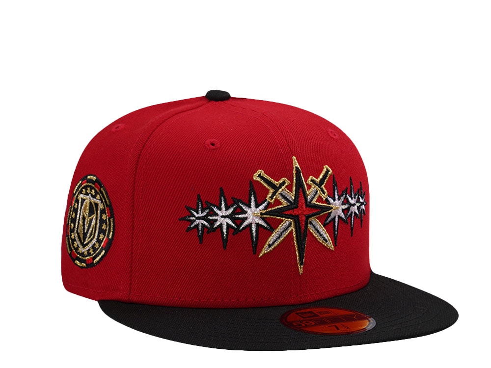 New Era Vegas Golden Knights Scarlet Metallic Two Tone Edition 59Fifty Fitted Gorra
