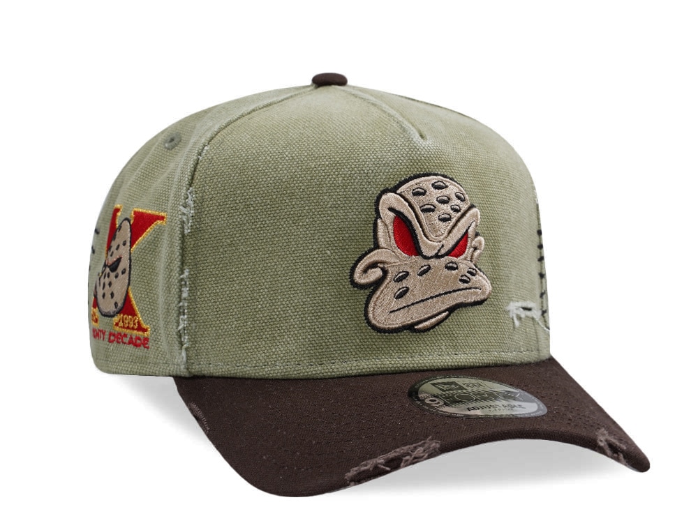 New Era Anaheim Ducks 10th Anniversary Washed Canvas Rifle Green Two Tone Edition 9Forty A Frame Snapback Gorra