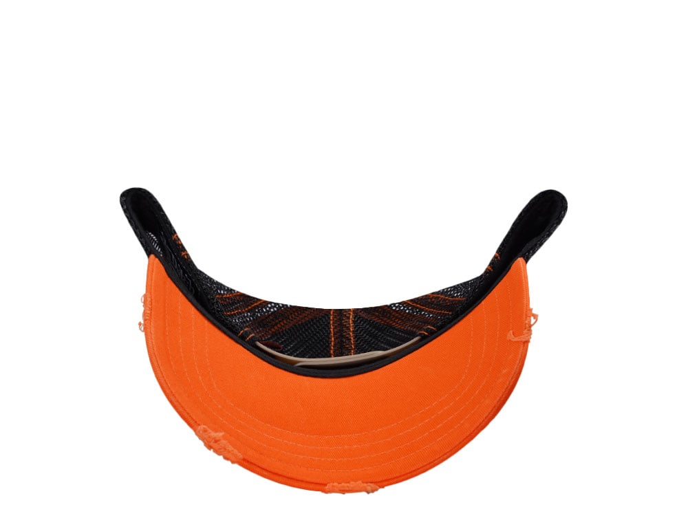 Von Dutch Oval Patch Distressed Orange Trucker Snapback Gorra