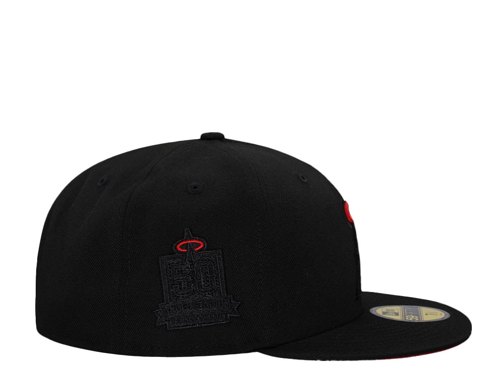 New Era Anaheim Angels 50th Anniversary Blackout Red Edition 59Fifty Fitted Gorra