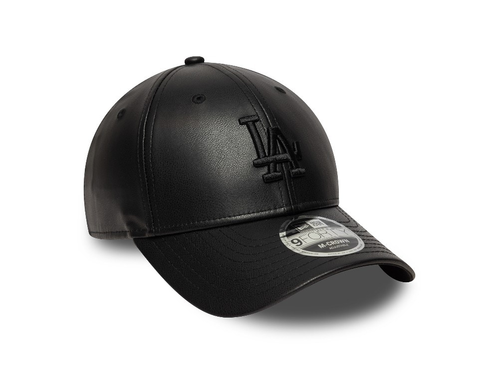 New Era Los Angeles Dodgers Black PU Leather Edition 9Forty M Crown Snapback Gorra
