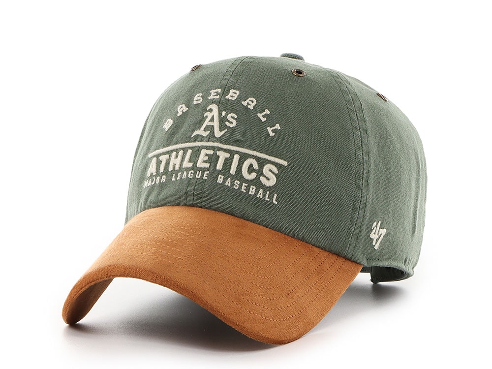 47 Brand Oakland Athletics Suede Visor Olive Clean Up Strapback Gorra