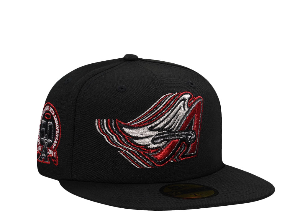 New Era Anaheim Angels 50th Anniversary Metallic Black Prime Edition 59Fifty Fitted Gorra