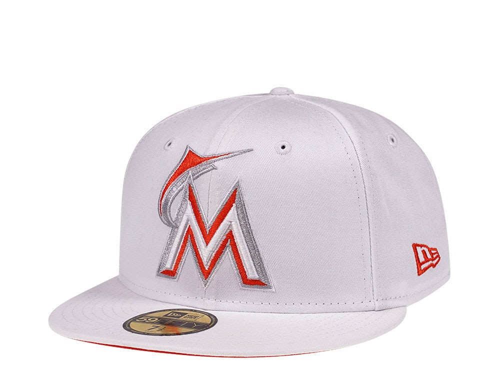 New Era Miami Marlins White Orange Pop Edition 59Fifty Fitted Gorra