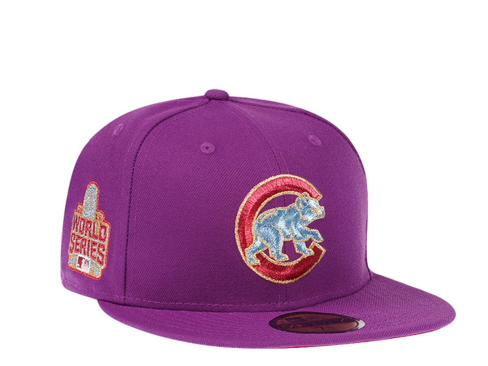 New Era Chicago Cubs World Series 2016 Grape Metallic Suede Elite Edition 59Fifty Fitted Gorra