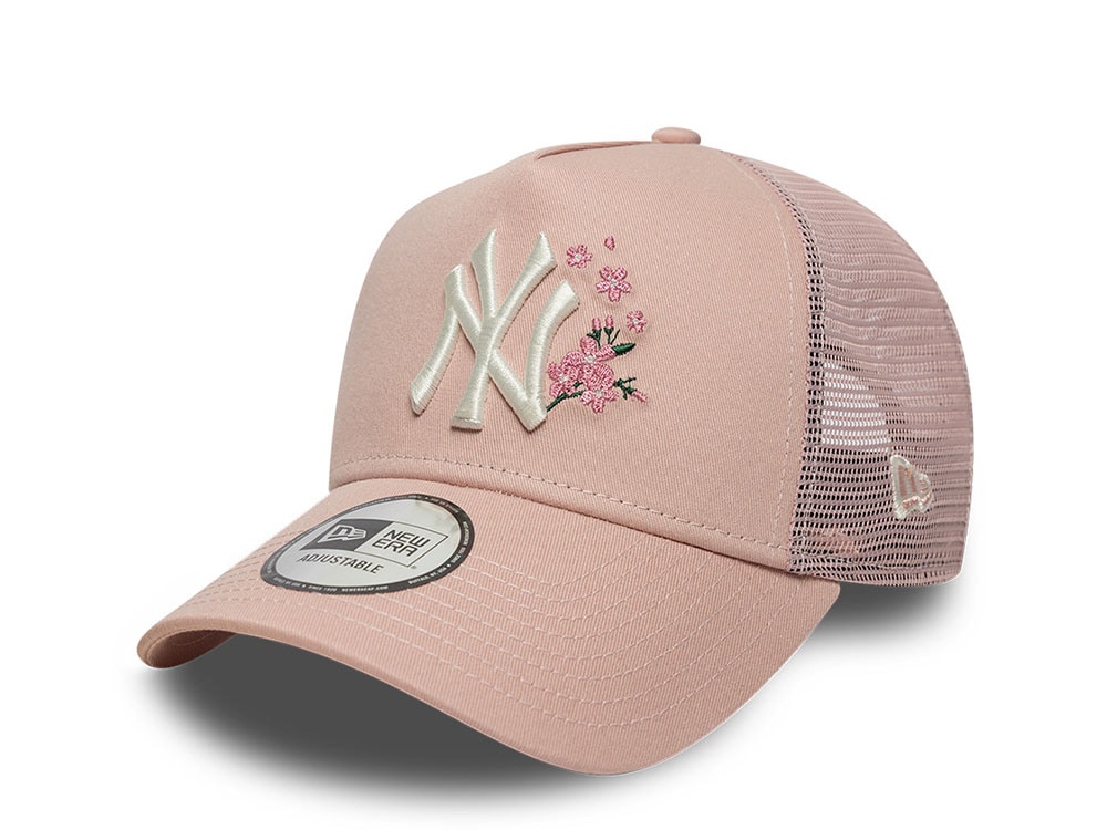 New Era New York Yankees Floral Pink 9Forty Womens A Frame Trucker Snapback Gorra