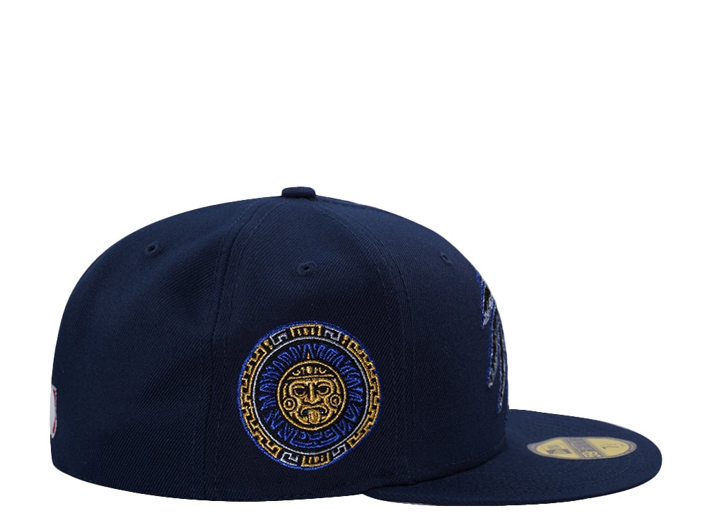 New Era Mexico Aztec Skull Ocean Blue Prime Edition 59Fifty Fitted Gorra