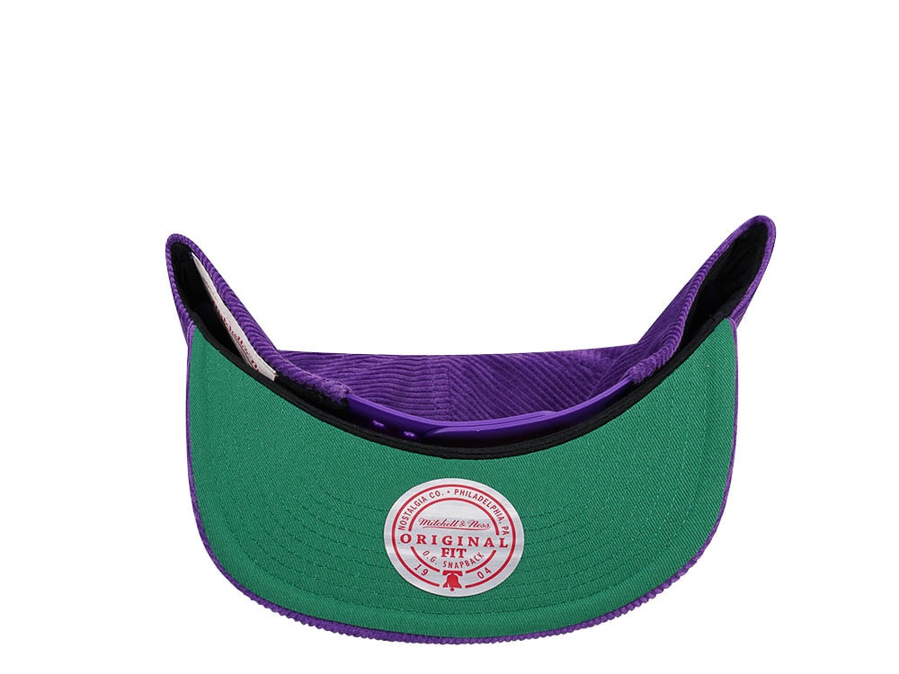 Mitchell & Ness Charlotte Hornets Purple Cord Hardwood Classic Snapback Gorra