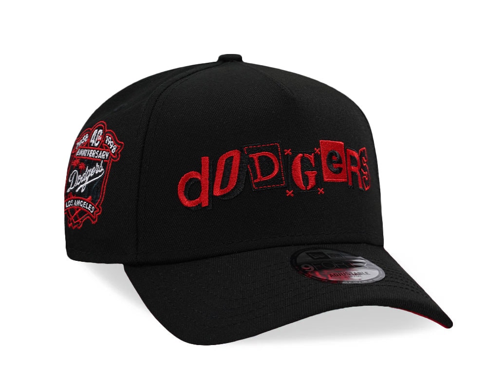 New Era Los Angeles Dodgers 40th Anniversary Black and Red Script Edition 9Forty A Frame Snapback Gorra
