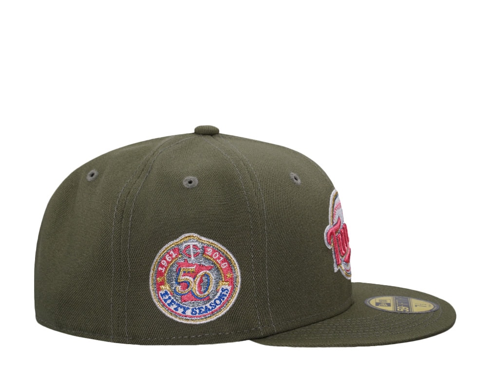New Era Minnesota Twins 50 Seasons Olive Metallic Edition 59Fifty Fitted Gorra