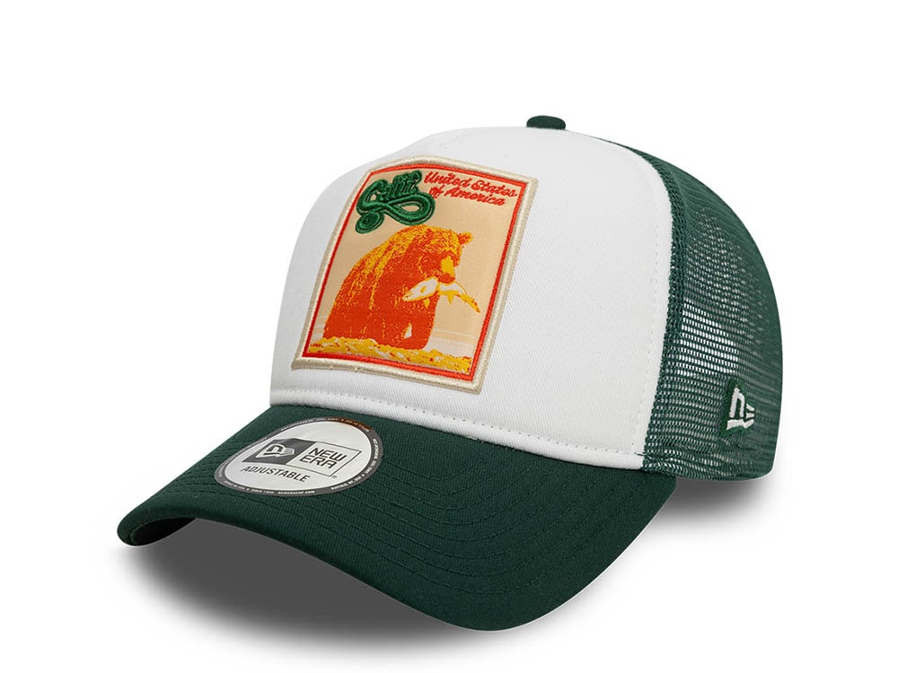 New Era California Patch Green Trucker A Frame Snapback Gorra