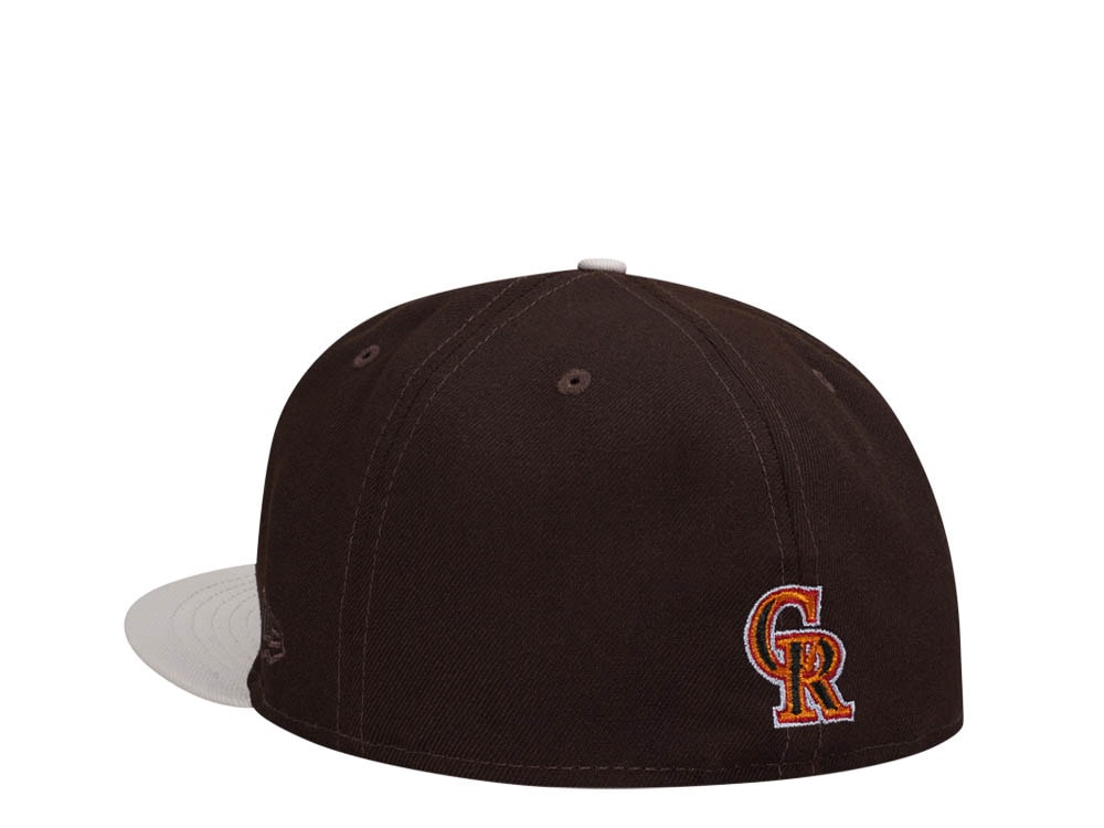 New Era Colorado Rockies Coors Field 1995 Burned Stone Two Tone Throwback Edition 59Fifty Fitted Gorra
