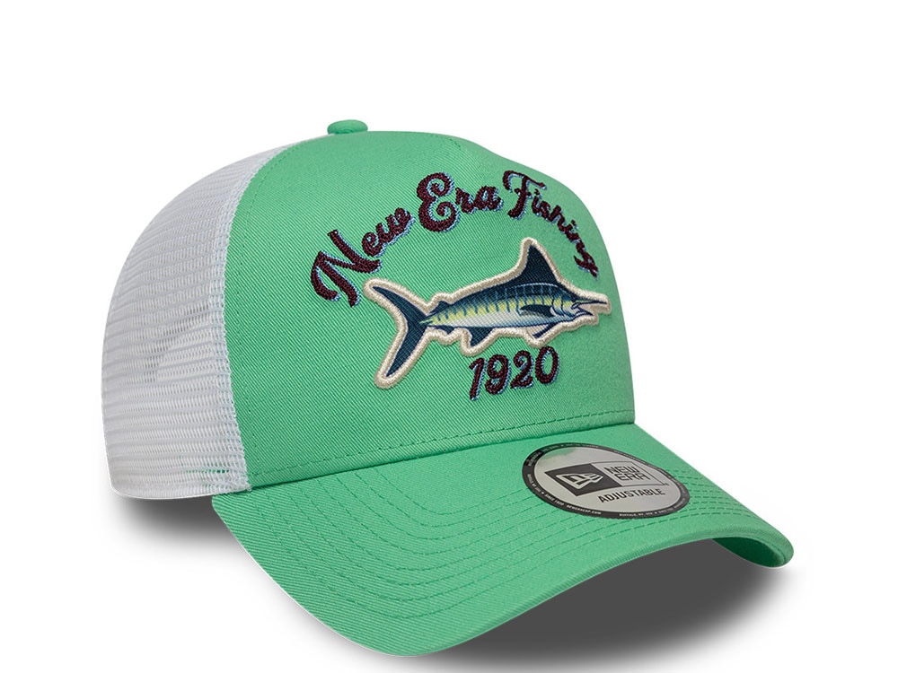 New Era Fishing Green 9Forty A Frame Trucker Snapback Gorra