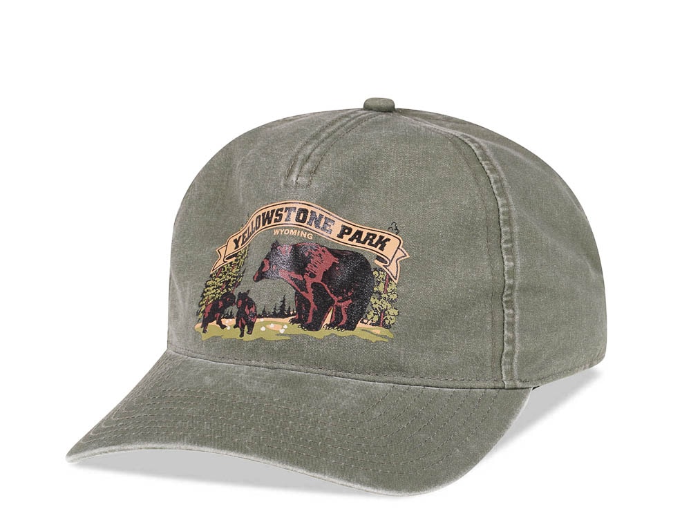 American Needle Yellowstone Park Olive Vintage Casual Snapback Gorra