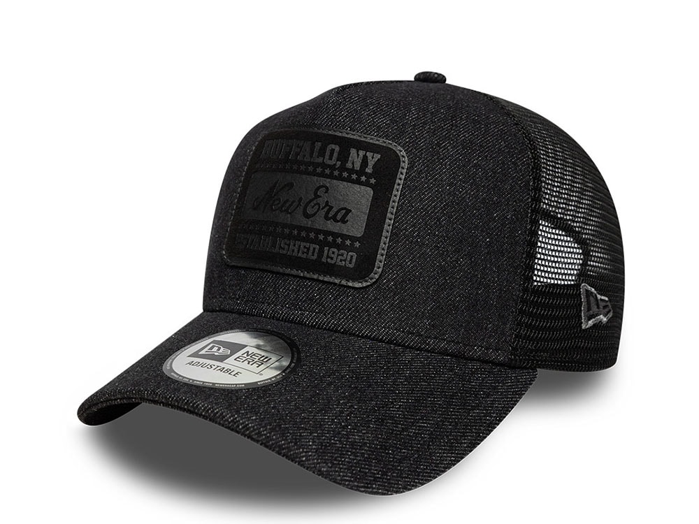 New Era Patch Black Denim Edition 9Forty A Frame Trucker Snapback Gorra