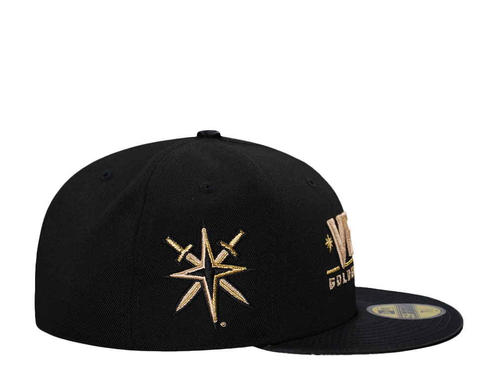 New Era Vegas Golden Knights Black Satin Brim Prime Edition 59Fifty Fitted Gorra