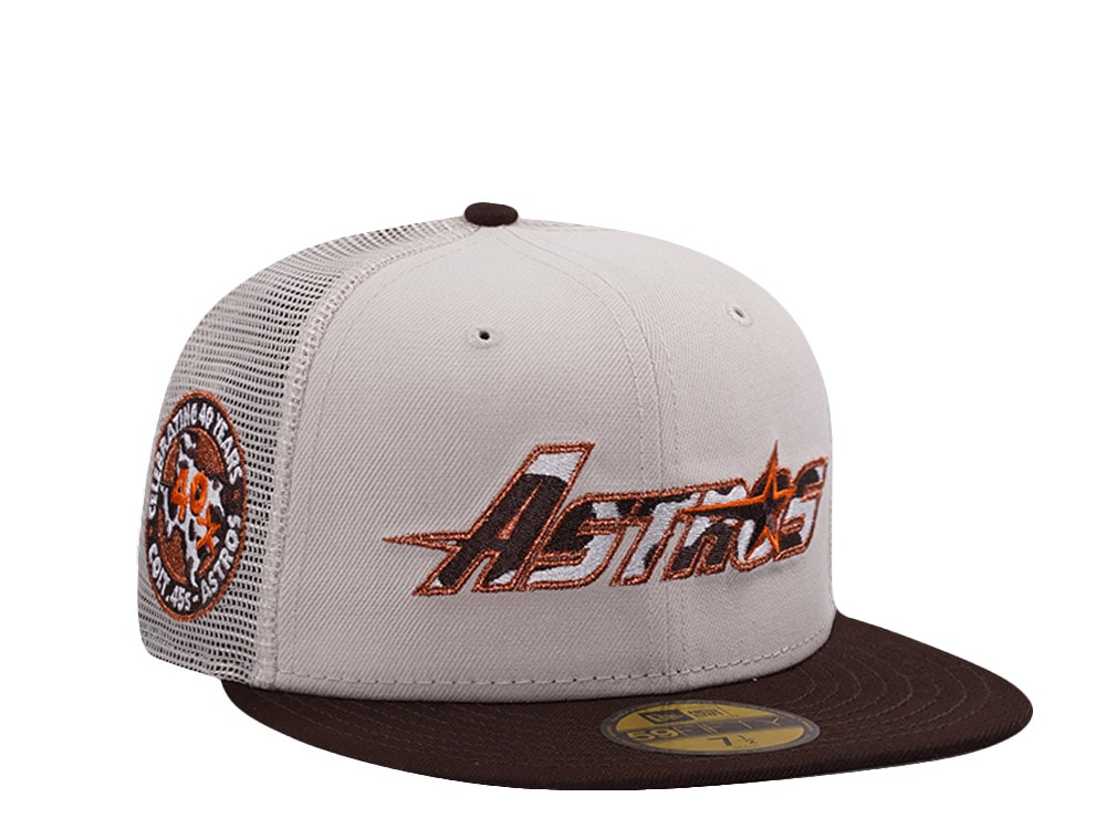 New Era Houston Astros 40th Anniversary Stone Two Tone Edition 59Fifty Trucker Fitted Gorra